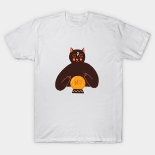 Cute black cat art. Halloween fortune teller illustration T-Shirt